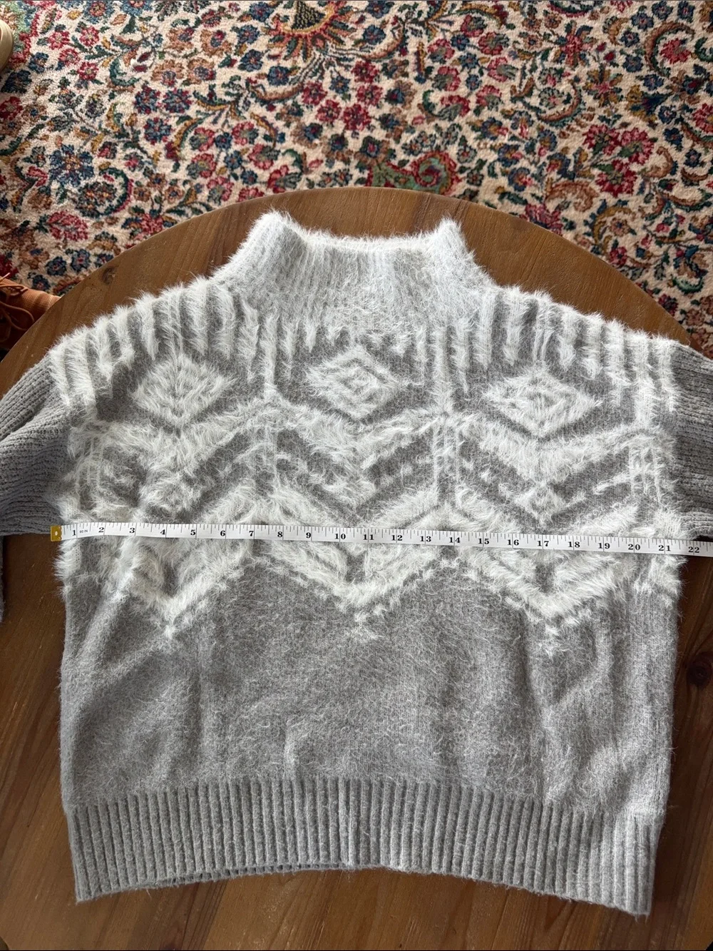 Alya Soft Gray & White Mohair Blend Cowl-Neck Sweater